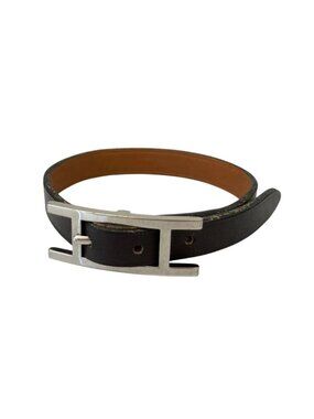 Hermes Hapi 3 Leather Bracelet Dark Brown
